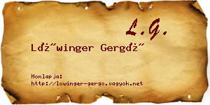 Lőwinger Gergő névjegykártya